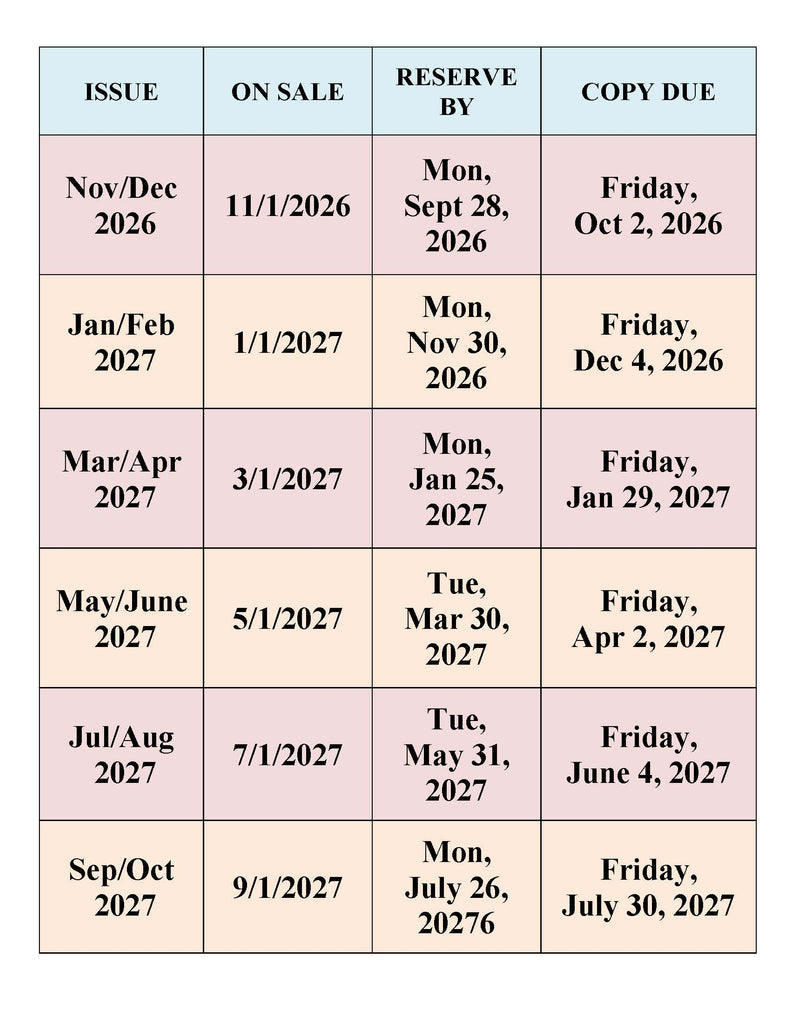 Advertising Schedule (Click on table for complete information)